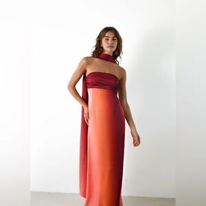 Yellow the Label Vivia Scarf Dress - Aurora Red and Orange